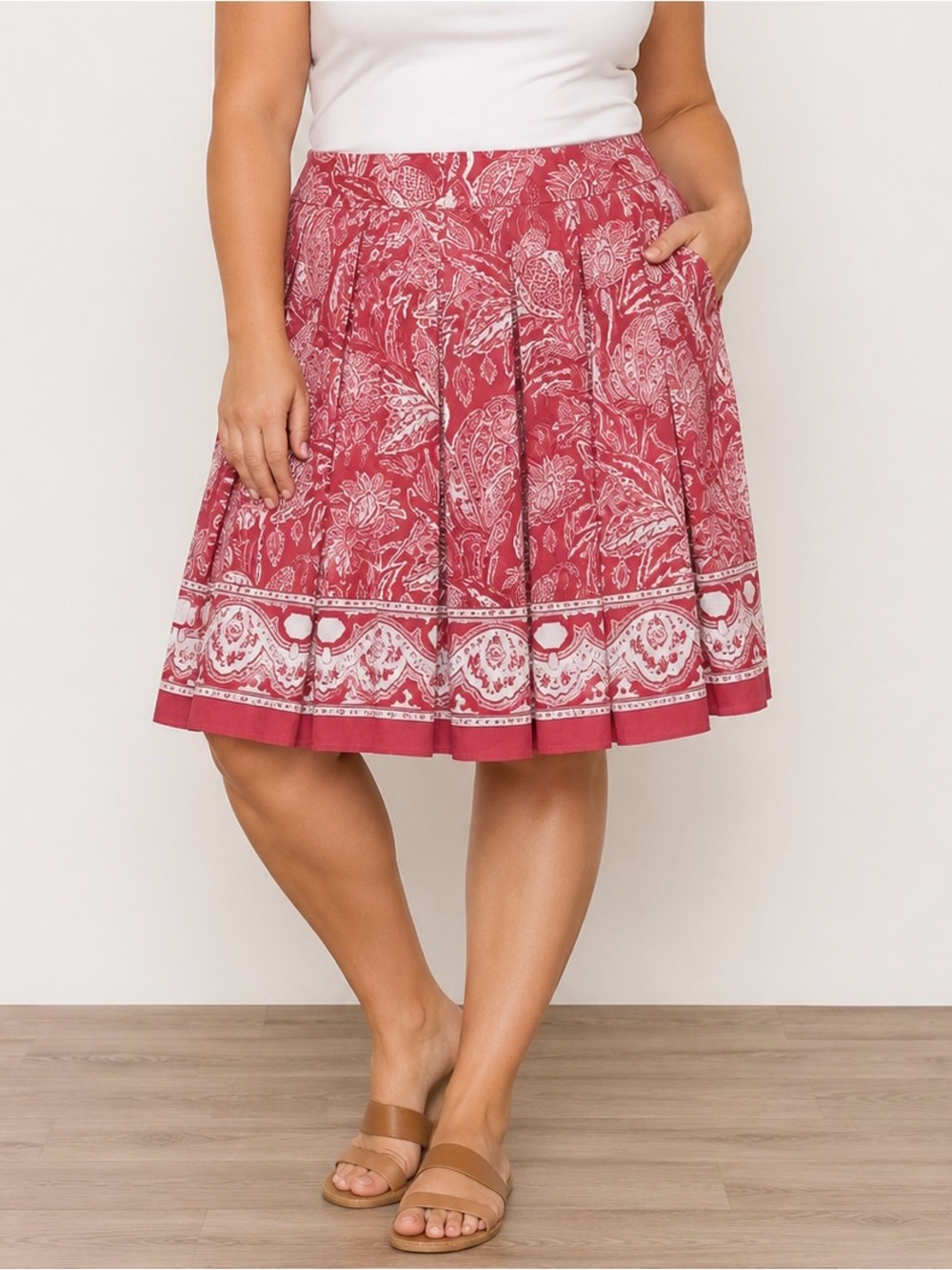 Talbots A-line Cotton Skirt Nantucket red Floral print Women’s plus 18